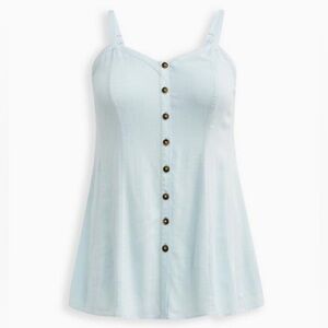 TORRID - Fit and flare rayon slub button-front cami blue plus size